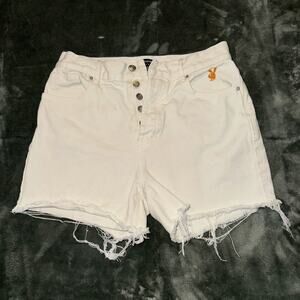 Playboy By PacSun Cutoff Shorts Women 27 White Denim‎ Cotton High Rise Preppy